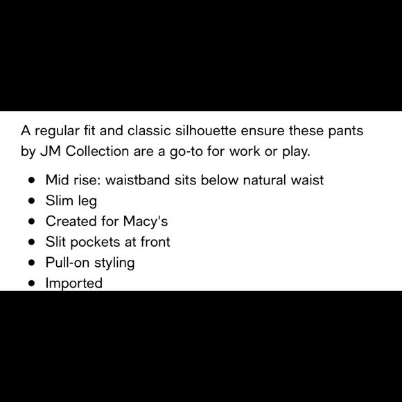 New JM Collection for Macy’s Pull-On Tummy Control Straight Leg Pant Size Large - Picture 6 of 7